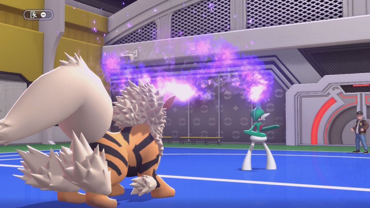 An Arcanine and a Gallade face off in a battle in Pokemon Champions