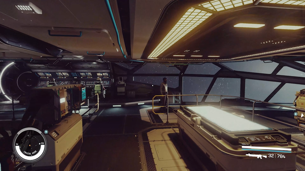 Inside a ship in Starfield