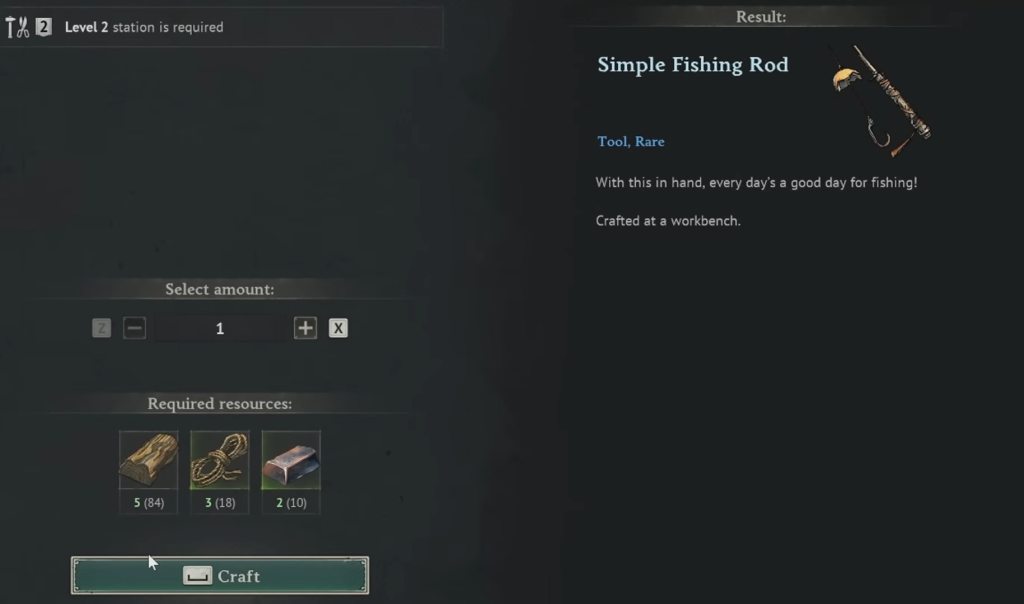 Simple Fishing Rod recipe in Windrose