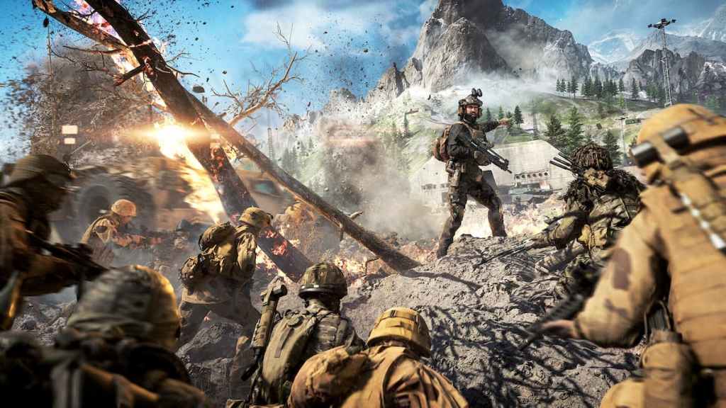 A soldier ordering an assault on a facility in Battlefield 6. 