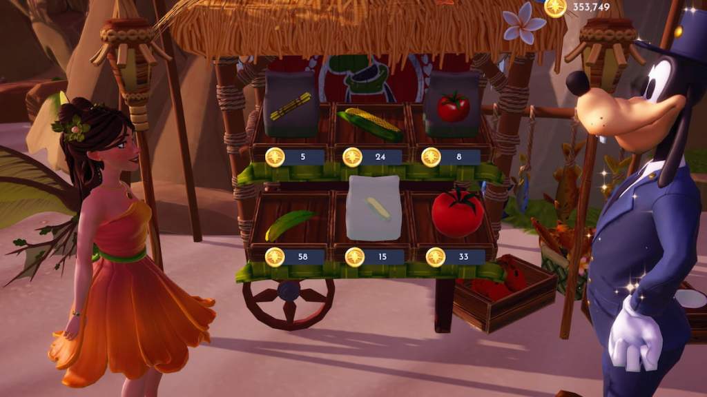 Corn at goofy's stall in disney dreamlight valley