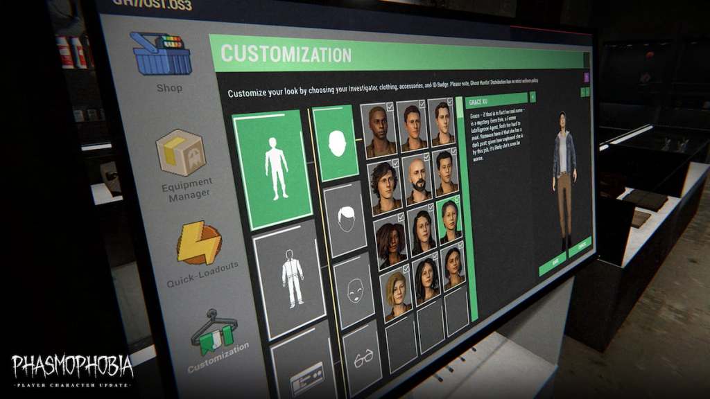 player character update model page in phasmophobia