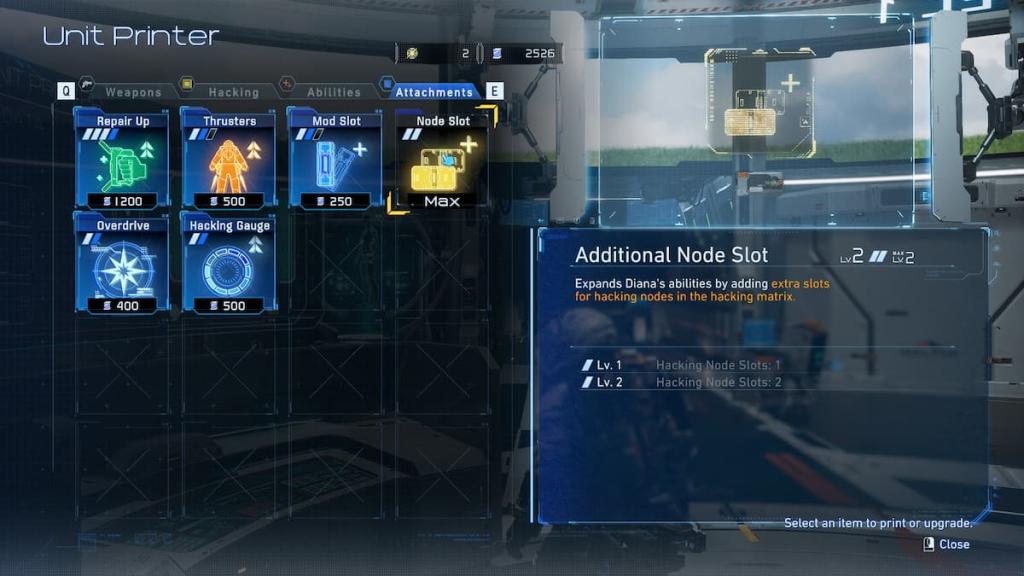 One of the upgrade screens and modules in Pragmata. 