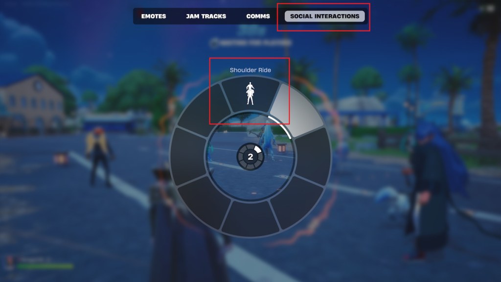 Ride on players shoulders option marked in fortnite