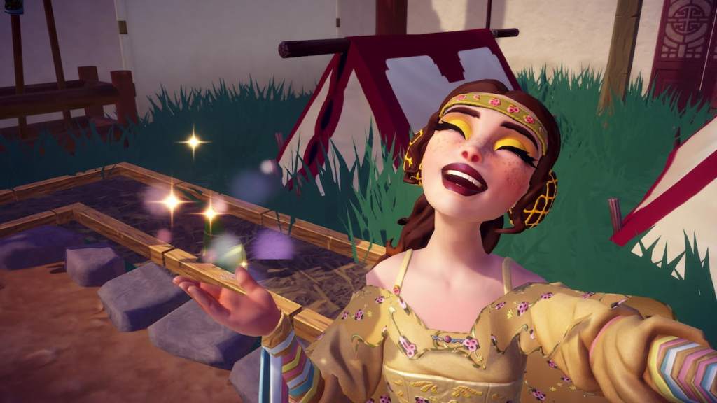 springy bamboo by tent in disney dreamlight valley