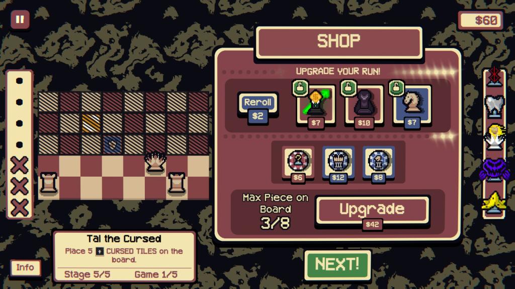 Gambonanza shop screen featuring xis possible item choices total