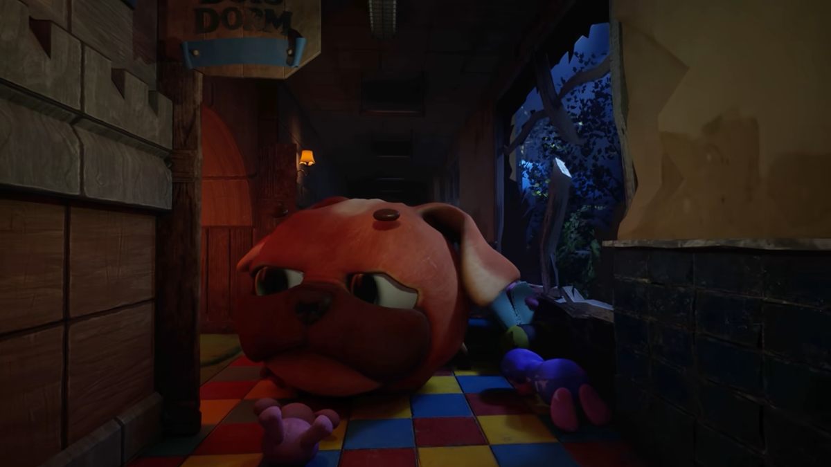 Chompy looking sad before chasing protagonist in hallway