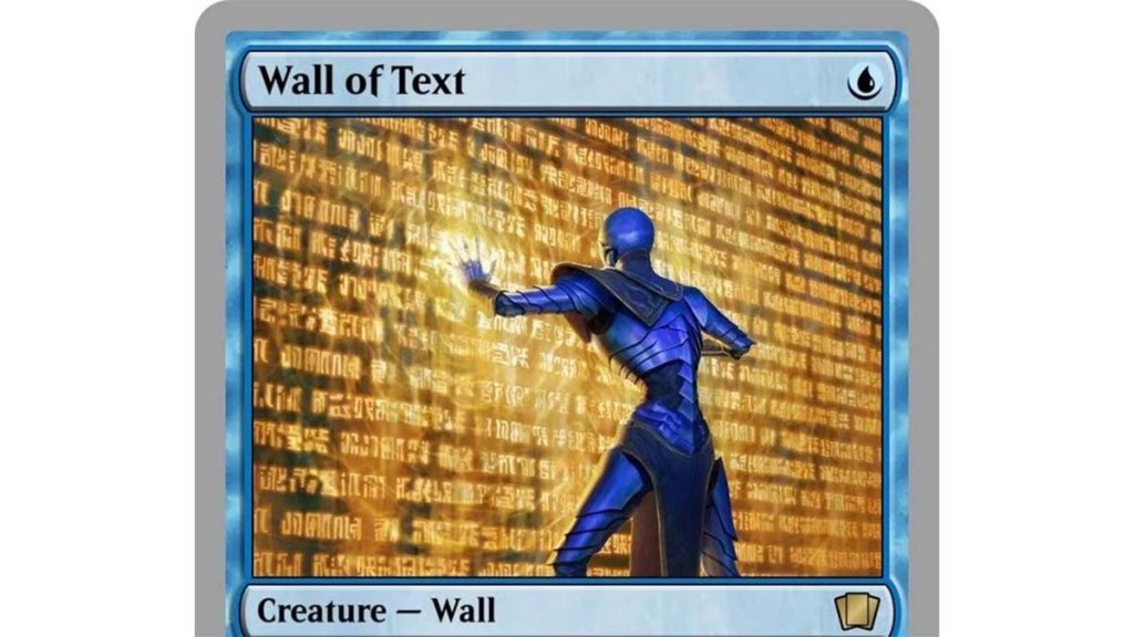 the artwork for Wall of Text, from magic: the gathering